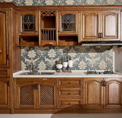 ODM Solid Wood Kitchen Cabinets Units 25mm MDF Door With Lock System