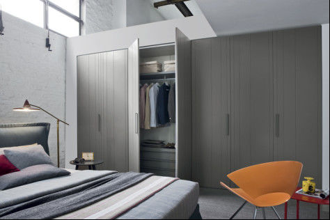Grey Design PVC Bedroom Wardrobe Flat Eased Edge ODM OEM
