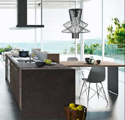 European Modern Style Kitchen Cabinets Rustproof PVC Membrane Surface Treatment