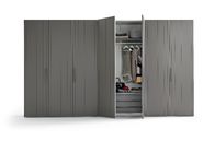 Grey Wardrobe Design PVC Material Flat Eased Edge ODM OEM