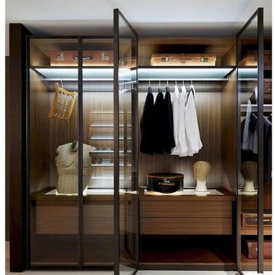 Glass Door Wardrobes Wood Closet Organizers For Bedroom