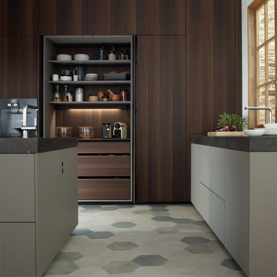 Coffee Matt Finish European Kitchen Cabinet Modern Custom PVC Kitchen Cabinets