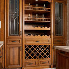 Antique Cherry ISO9001 Solid Wood Kitchen Cabinets With Wine Shelf