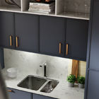 Metal Laminate Glossy Stone Kitchen Cabinets