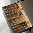 Modern Wood Lacquer E1 Modular Kitchen Cabinets Quartz Countertop