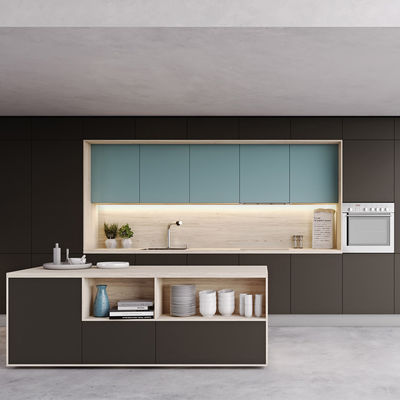 Modular White PVC Kitchen Cabinet Design For Apartment