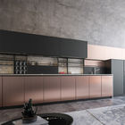 Luxury Rosy PVC Kitchen Cabinets High Gloss Lacquer Kitchen Cabinets