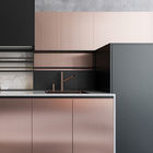 Luxury Rosy PVC Kitchen Cabinets High Gloss Lacquer Kitchen Cabinets