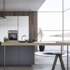 Solid Wood Grey Stone E0E1 Lacquer Finish Kitchen Cabinets Antique Style