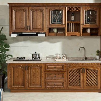 Brown Finished Cabinet Door Panels Wooden Decorative Resin Cupboard