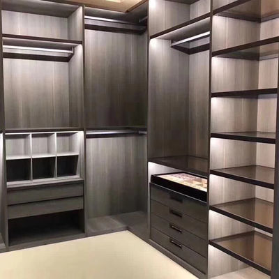 Modern Walk In Closet Furniture MDF Drawer 2.4m Bed Room Wardrobe Closets