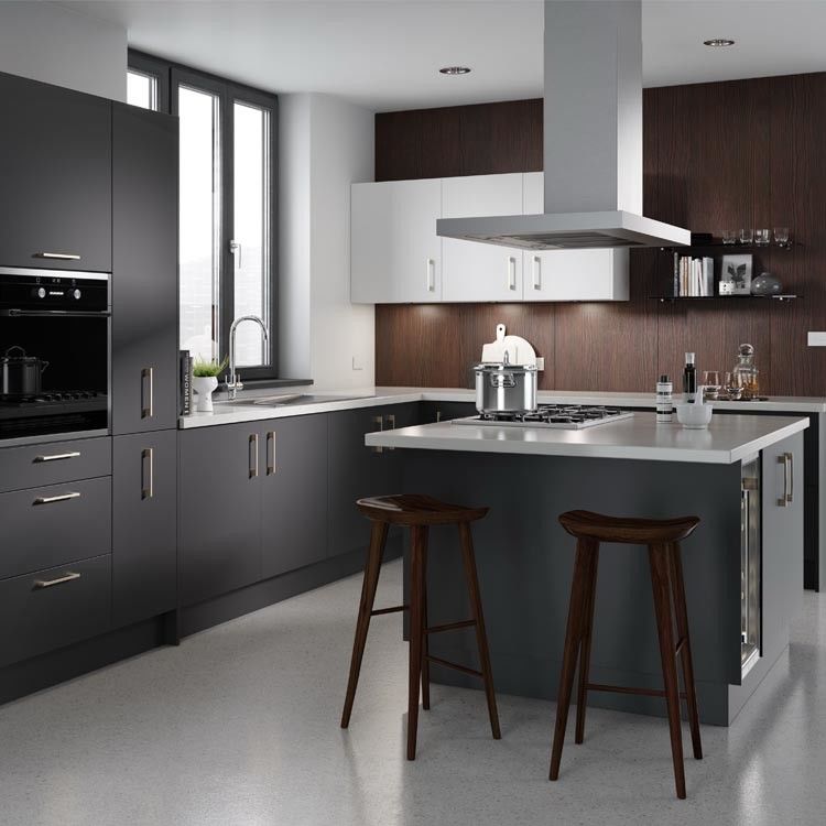 Modern Euro E1 PVC Melamine Island PVC MDF Kitchen Cabinets